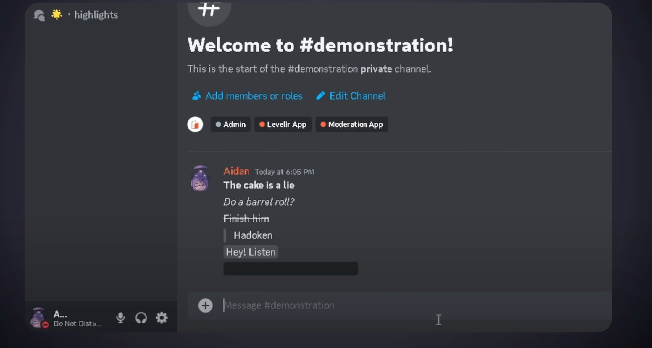 the image is a demonstration of various text formatting options within discord